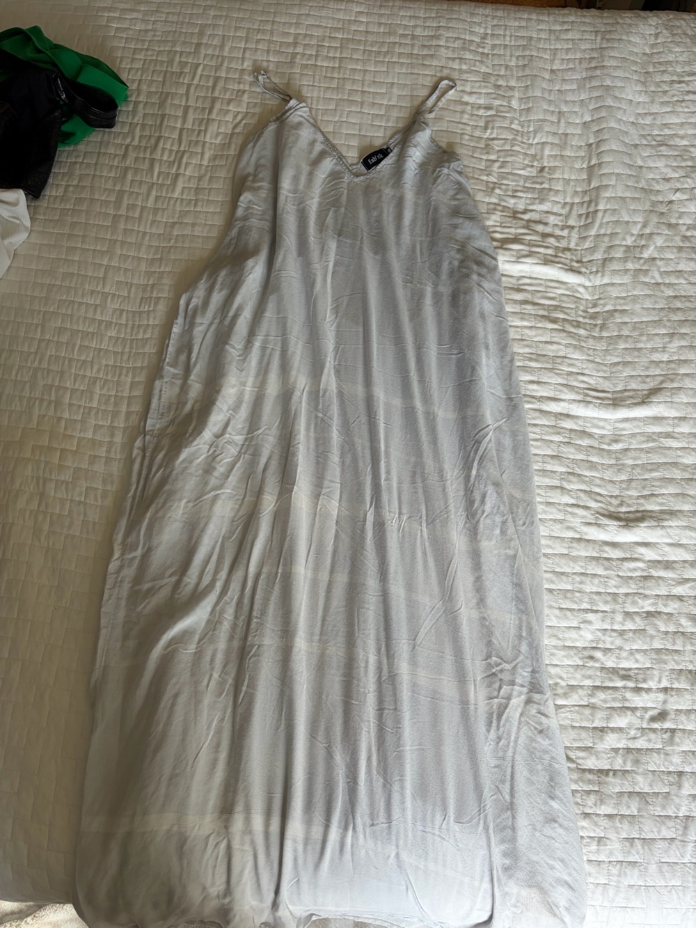 fab'rik Pale Gray Satin-Look Slip Top with Spaghetti Straps